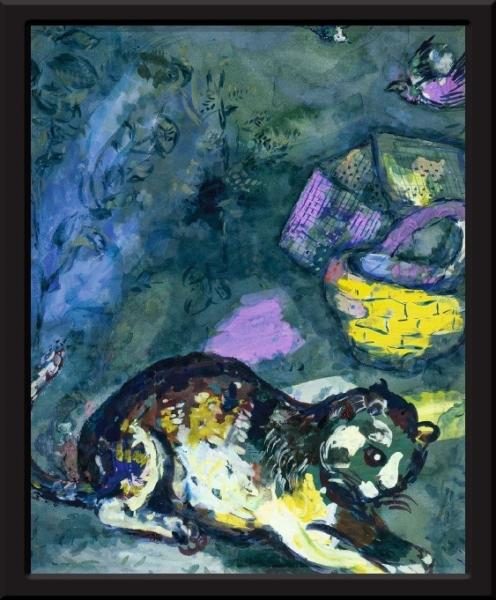 famous-cat-paintings_the-cat-and-two-sparrows-by-marc-chagall-8405849