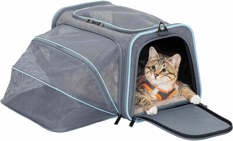 1. Petsfit Podwójna rozszerzalna torba dla kota - najlepsza ogólnie