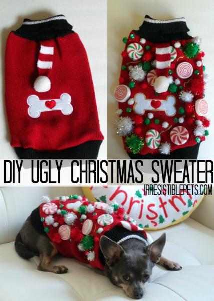 2. DIY brzydki świąteczny sweter autorstwa Irresistible Pets